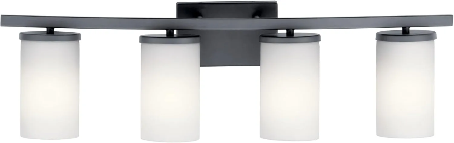 KICHLER 45498BK Crosby Vanity, 4-Light 400 Total Watts, Black