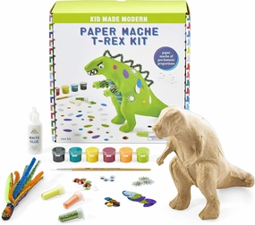 Kid Made Modern T-Rex Dinosaur Paper Mache Kit with Ornaments for Crafts - Kids DIY Engineering Kit for STEAM Projects (Ages 6 )