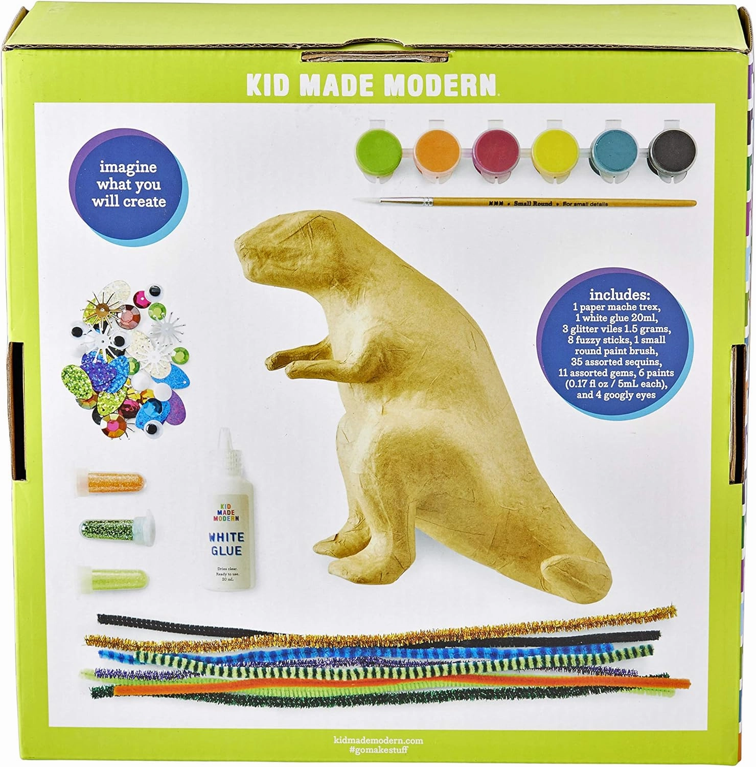 Kid Made Modern T-Rex Dinosaur Paper Mache Kit with Ornaments for Crafts - Kids DIY Engineering Kit for STEAM Projects (Ages 6 )