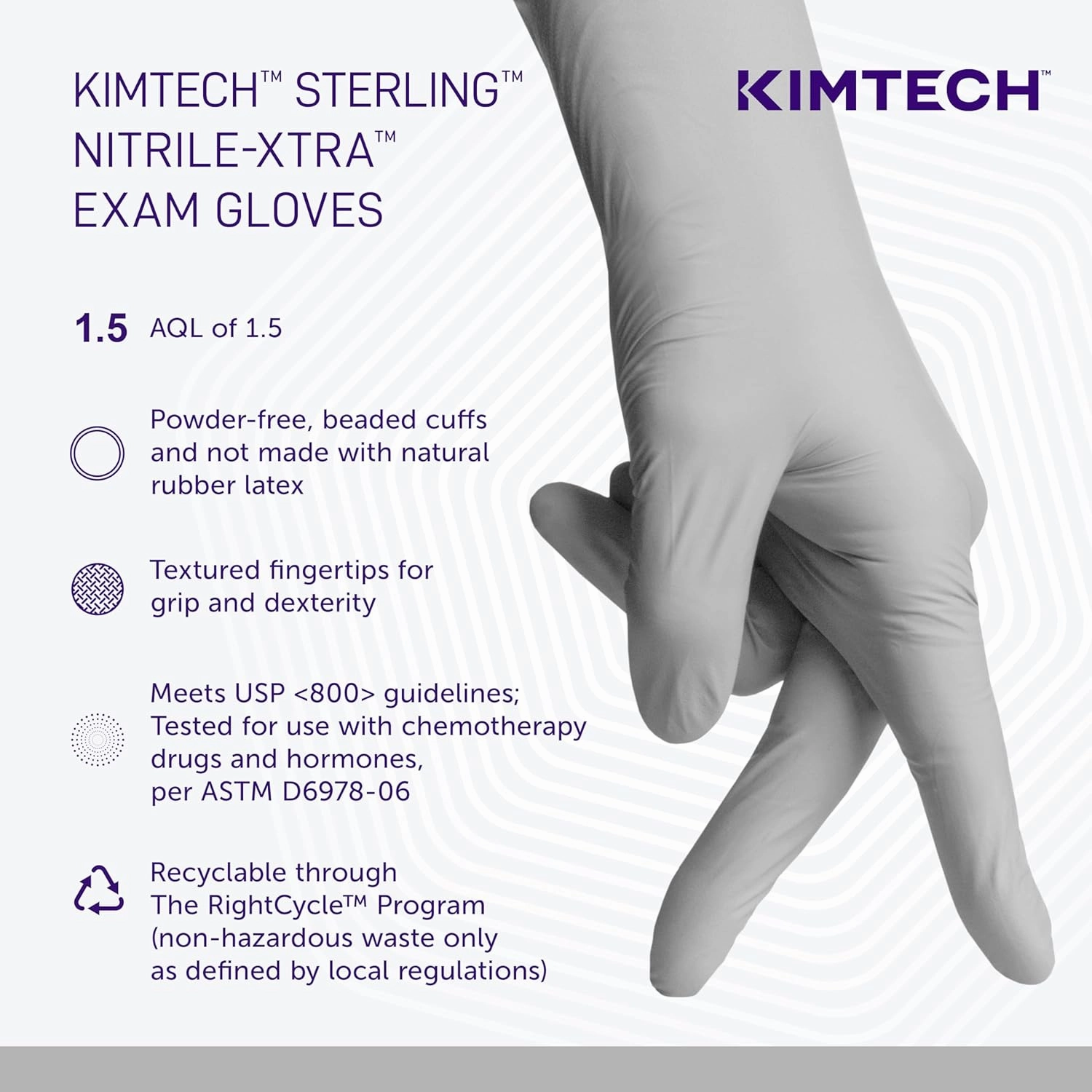 Kimtech™ Sterling Nitrile-Xtra™ Exam Gloves (53139), 3.5 Mil, Ambidextrous, 12", M (100 Gloves/Box)