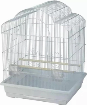 Kings Cages Model ES 2521 T Triple Top Bird Cage 25" x 21" x 30" Powder-Coated Non-Toxic Spacious Cage for Cockatiels Finches Parakeets Canaries and Similar Breeds (White)
