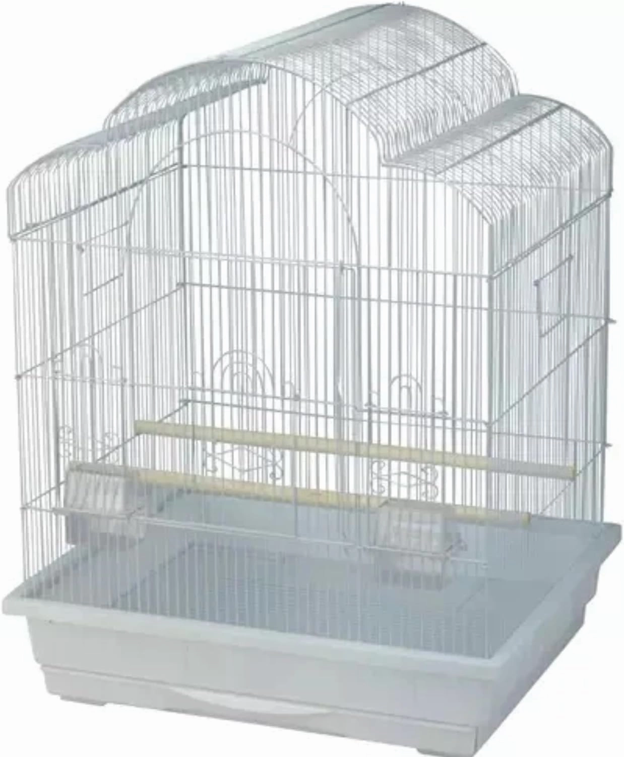 Kings Cages Model ES 2521 T Triple Top Bird Cage 25" x 21" x 30" Powder-Coated Non-Toxic Spacious Cage for Cockatiels Finches Parakeets Canaries and Similar Breeds (White)