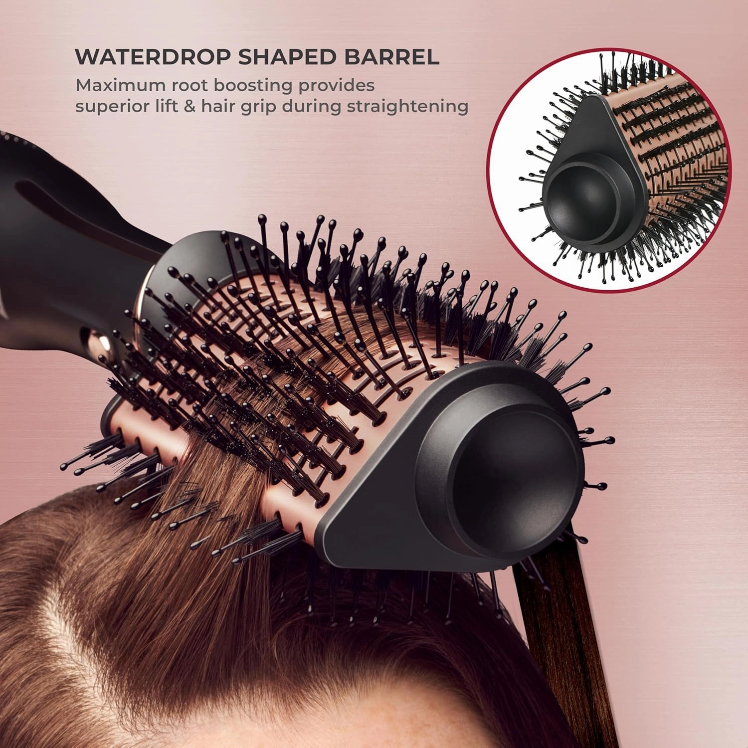 KISS Volume & Style Boosting 2-in-1 Air Brush, Interchangeable Ceramic Waterdrop & 1.5” Round Brush Head, Maximum Root Boosting Hair Dryer, 4 Heat Settings, Tangle-Free Bristles, 360° Swivel Cord