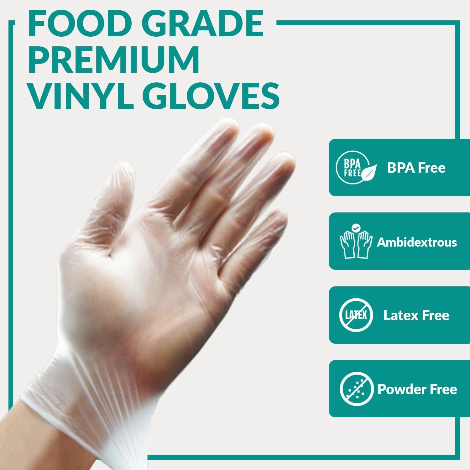 Klex Disposable Vinyl Gloves Medical Exam Grade, Latex & Powder Free, BPA Free, 100, 1000, S, M, L, XL