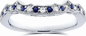 Kobelli 1/5ct TCW Sapphire and Diamond Contour Wedding Ring in 14k White Gold