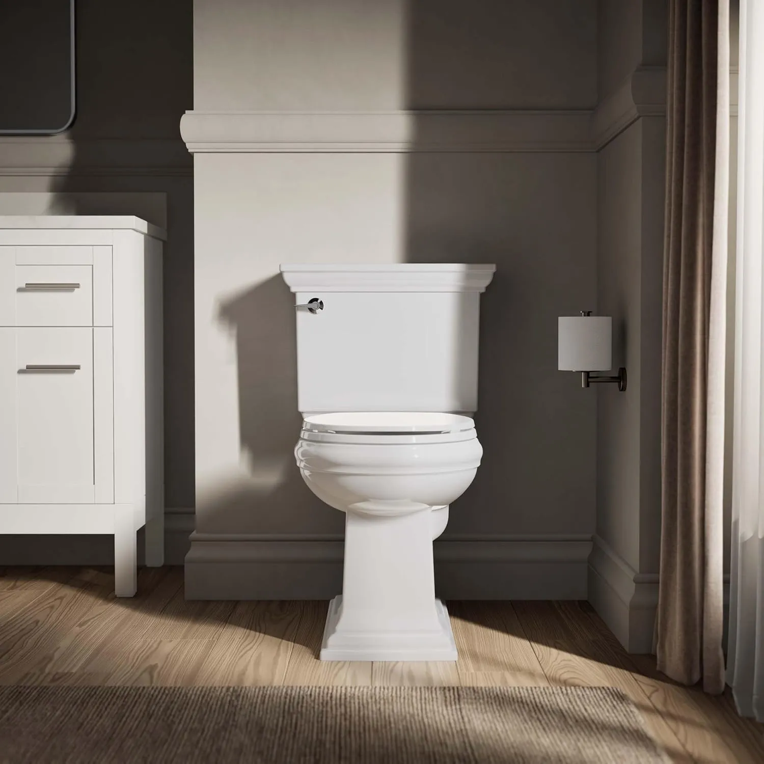 Kohler 20111-0 Brevia Round Toilet Seat, with Grip-Tight Bumpers, Quiet-Close Seat, Quick-Attach Hardware, White
