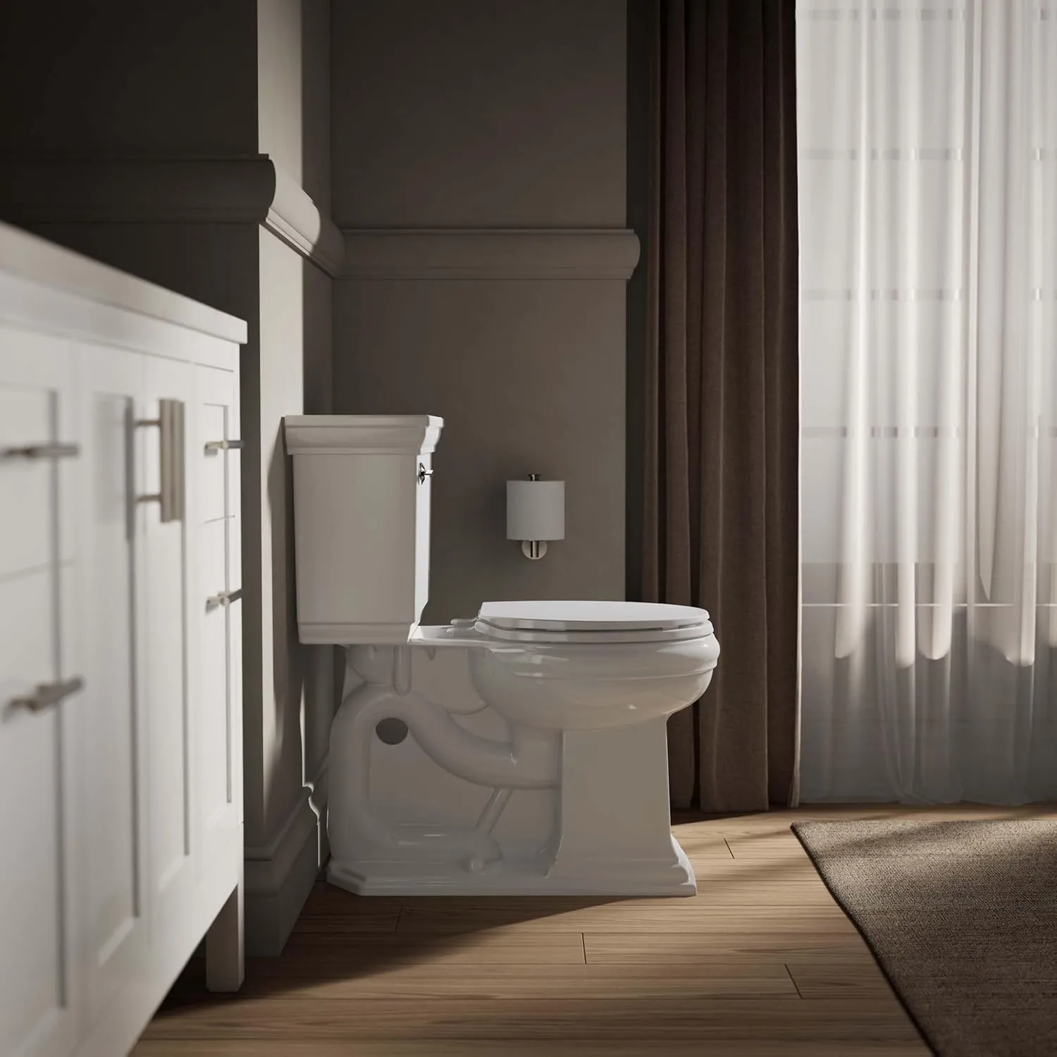 Kohler 20111-0 Brevia Round Toilet Seat, with Grip-Tight Bumpers, Quiet-Close Seat, Quick-Attach Hardware, White