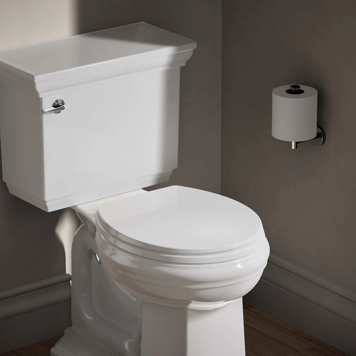 Kohler 20111-0 Brevia Round Toilet Seat, with Grip-Tight Bumpers, Quiet-Close Seat, Quick-Attach Hardware, White