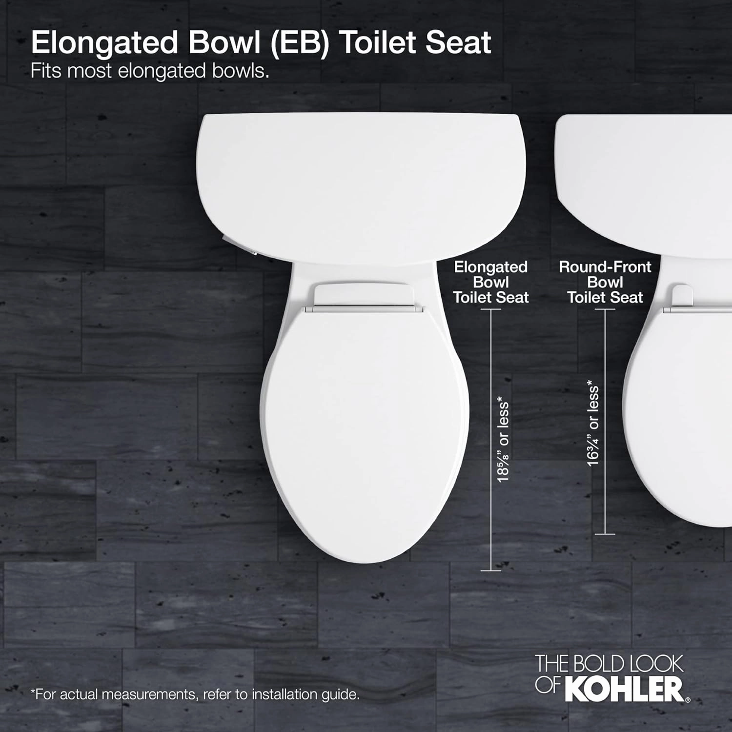 KOHLER K-4636-0 Cachet Elongated, Grip-Tight Bumpers, Quiet-Close Release Hinges, Quick-Attach Hardware, No Slam Toilet Seat, White