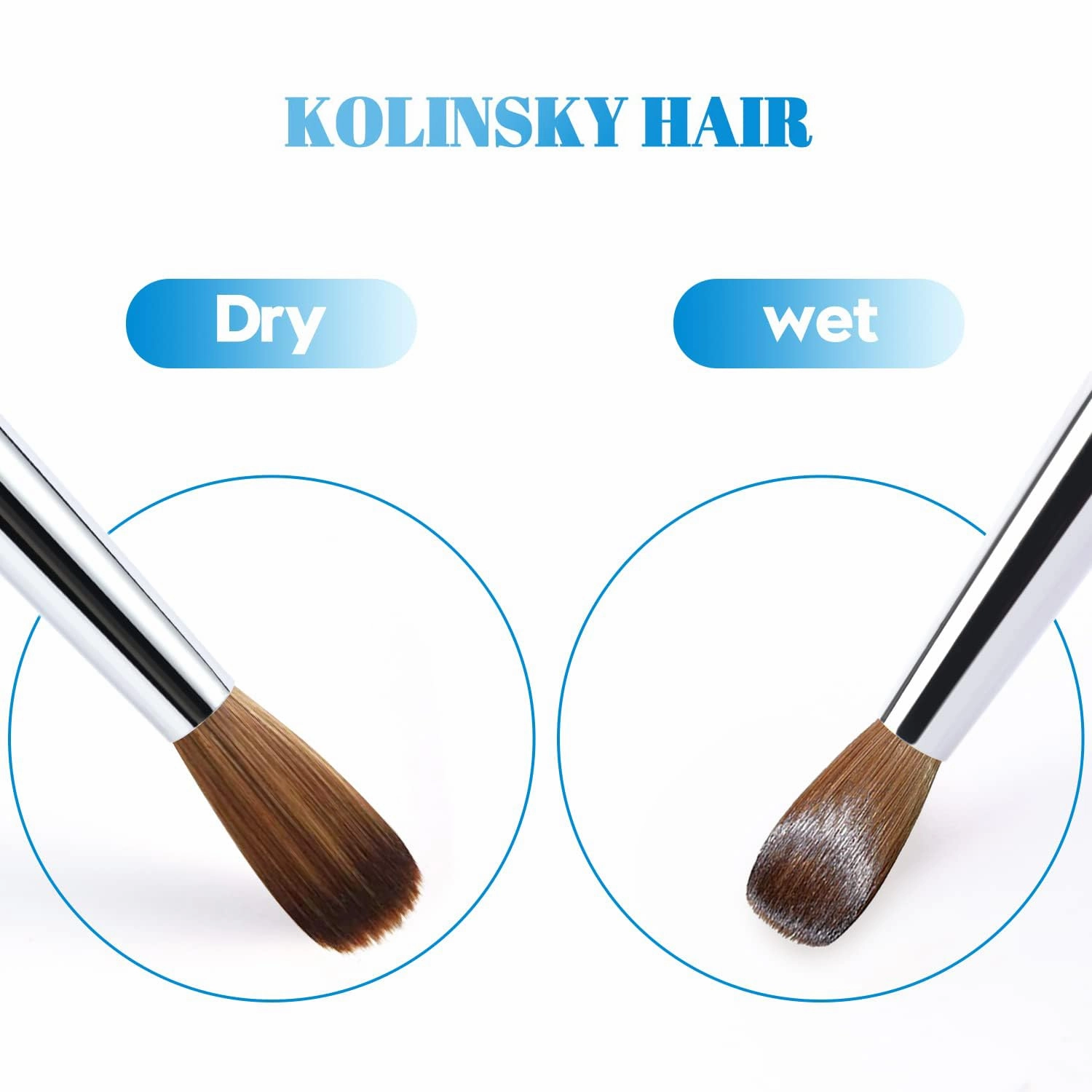 Kolinsky Acrylic Nail Brush Size 12 Round Shaped Oval Blue Metal Handle Nail Brush Nail Art Brush Professional Nails Brush for Nail Tech and Beginner