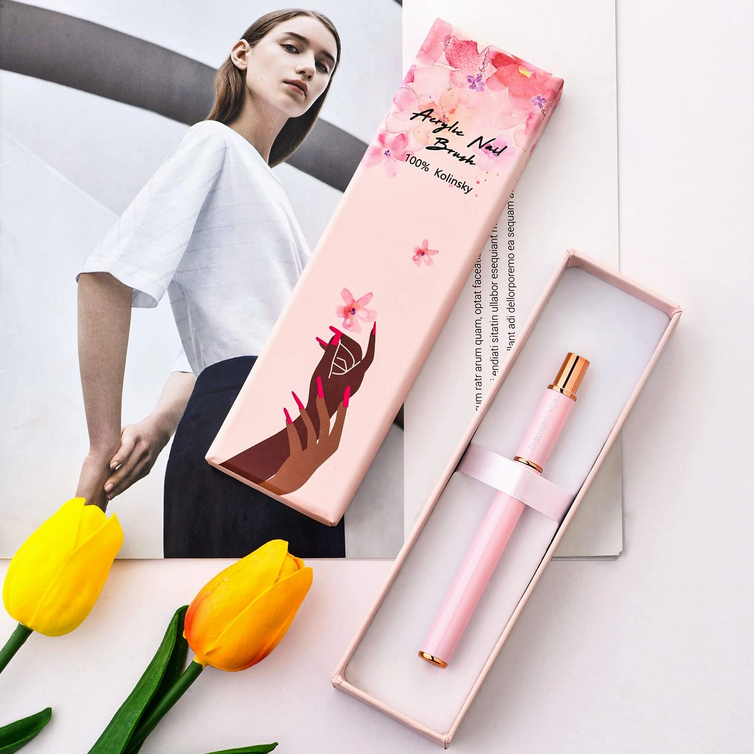 Kolinsky Acrylic Nail Brush Size 14 Acrylic Brushes for Nails Round Oval Portable Nail Brushes with Metal Handle for Acrylic Application Acrylic Powder Brush Professional Manicure Tool