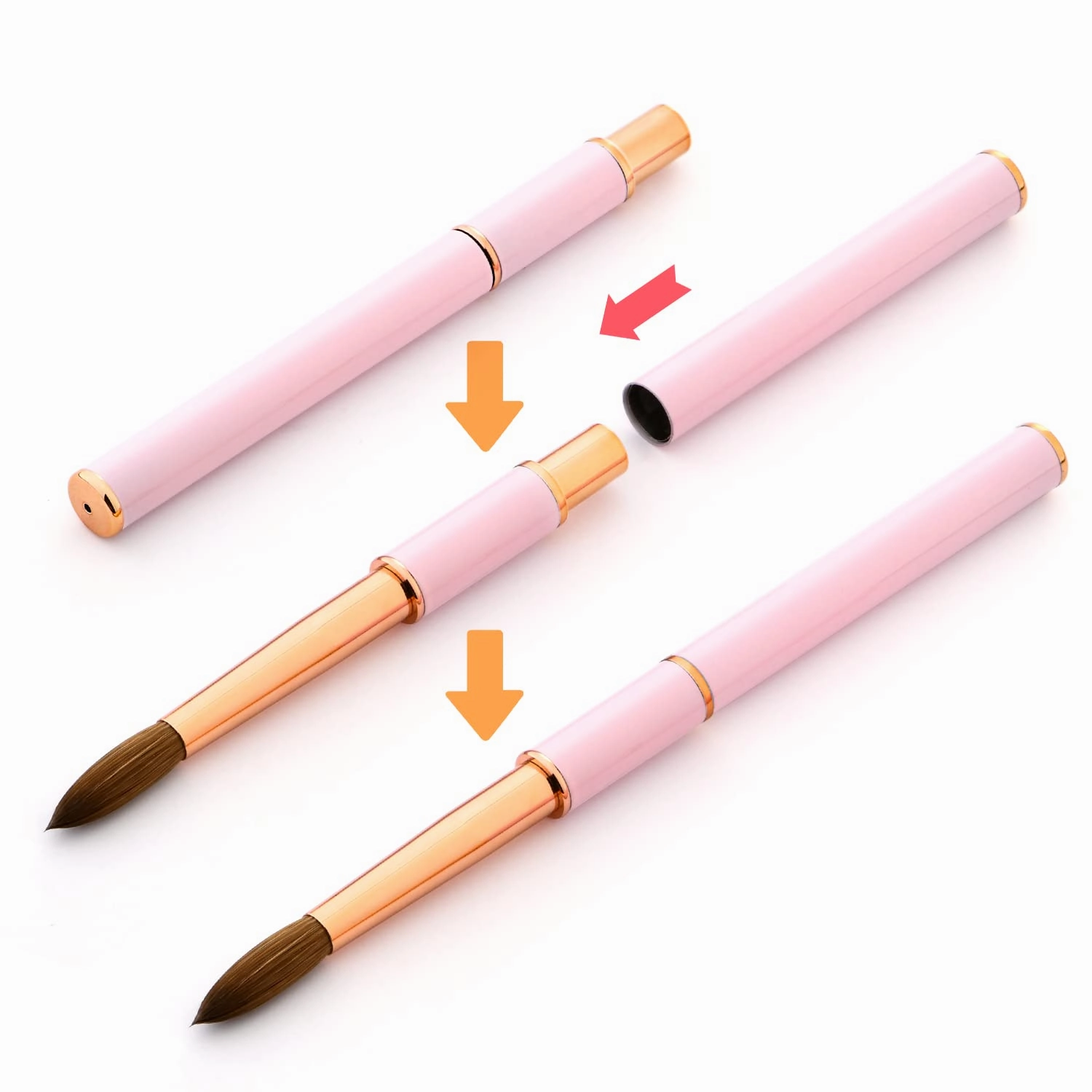 Kolinsky Acrylic Nail Brush Size 14 Acrylic Brushes for Nails Round Oval Portable Nail Brushes with Metal Handle for Acrylic Application Acrylic Powder Brush Professional Manicure Tool