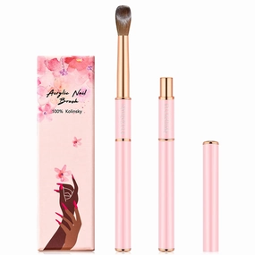 Kolinsky Acrylic Nail Brush Size 14 Acrylic Brushes for Nails Round Oval Portable Nail Brushes with Metal Handle for Acrylic Application Acrylic Powder Brush Professional Manicure Tool