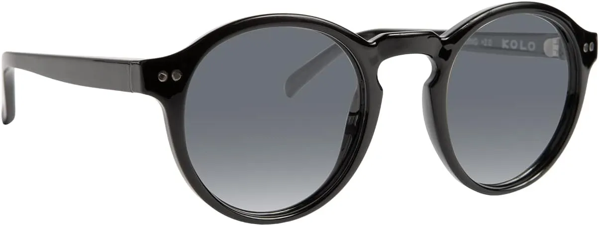 Kolo Harrison Premium Italian Sunglasses, Classic Round Style, Black