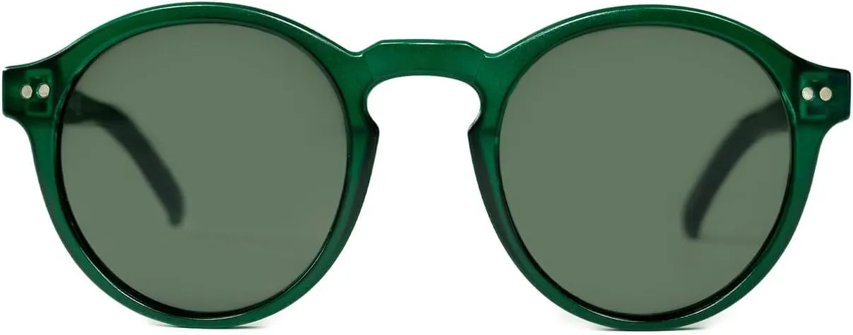 Kolo Harrison Premium Italian Sunglasses, Classic Round Style, Green
