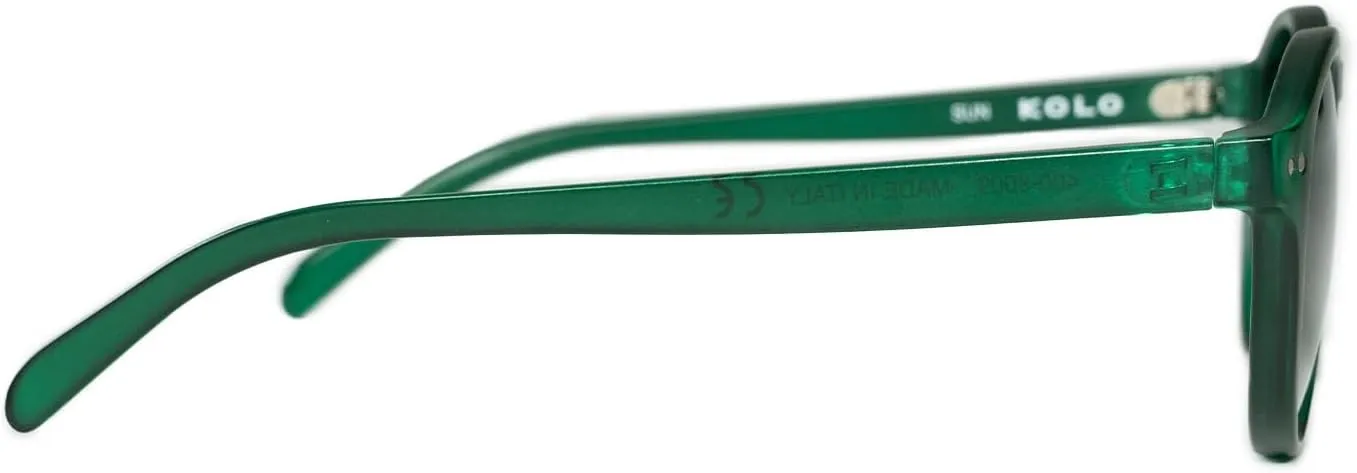 Kolo Harrison Premium Italian Sunglasses, Classic Round Style, Green