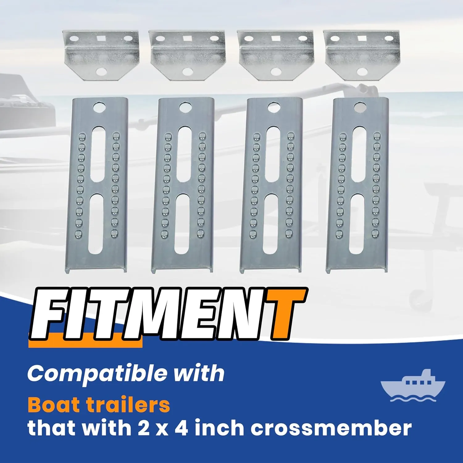 KUAFU Boat Trailers Galvanized Swivel Brackets Mounted Top Bunk Bolster Boards Sets