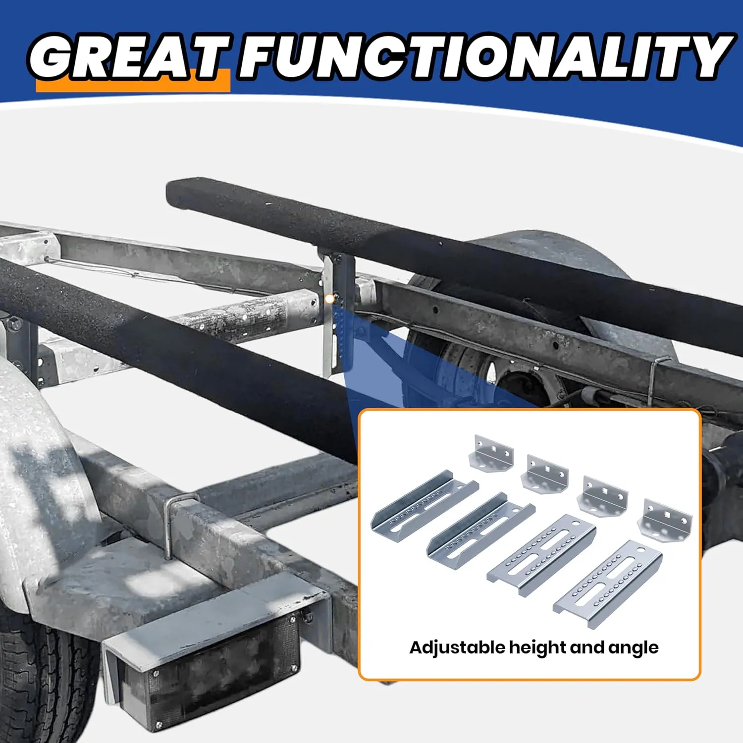 KUAFU Boat Trailers Galvanized Swivel Brackets Mounted Top Bunk Bolster Boards Sets