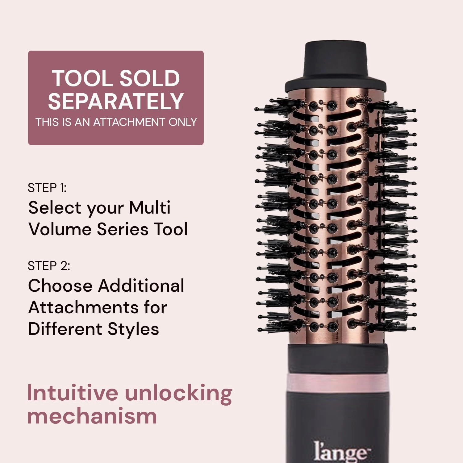 L'ANGE Hair Multi-Volume Series | 2-1 Interchangeable Dryer Brush | (Attachment - Black - Round 43mm)