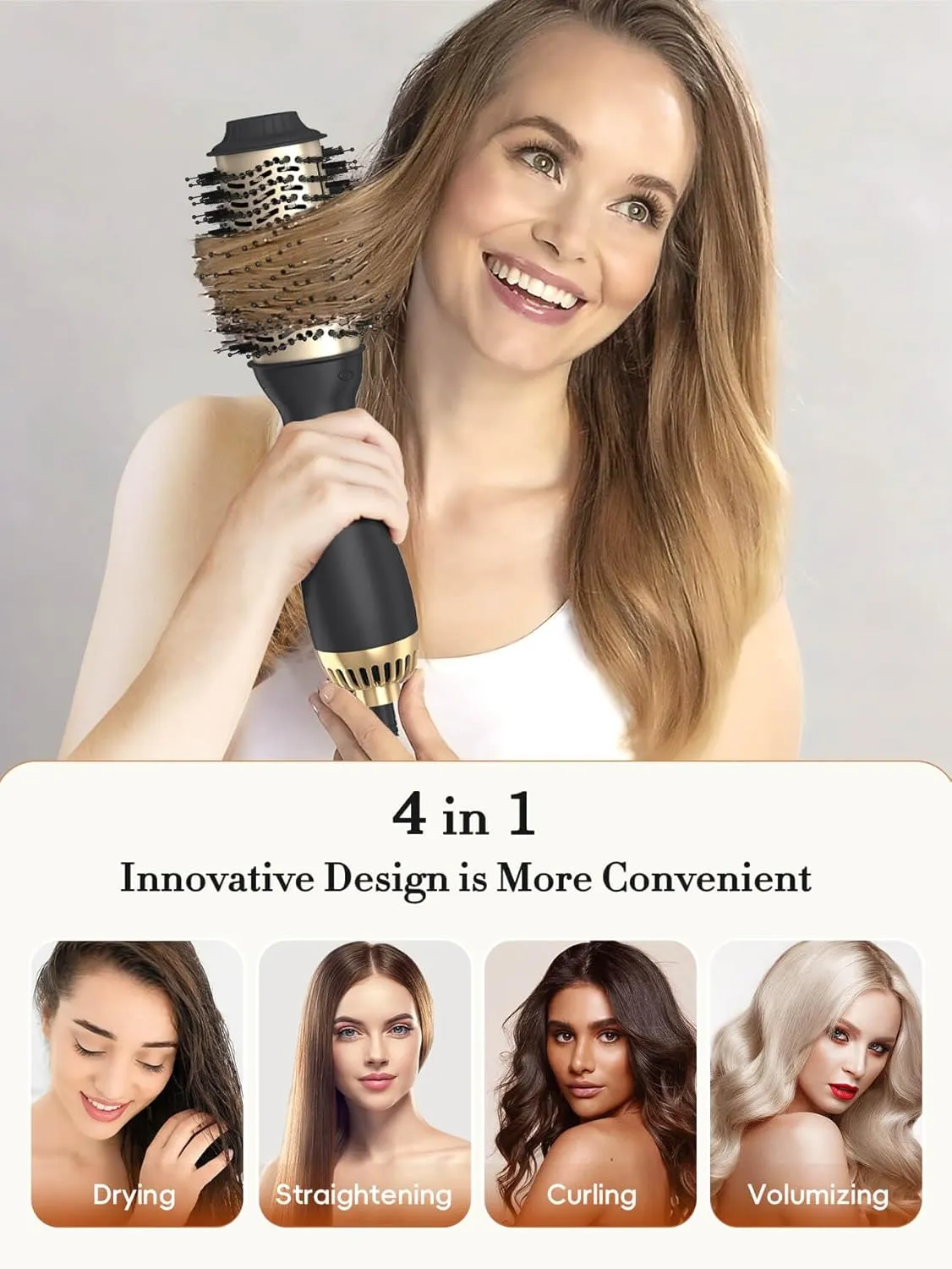 LANDOT Hair Blow Dryer Brush and Volumizer, One-Step Hot Air Brush for Drying, Straightening, Volumizing