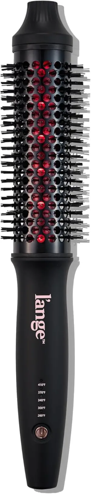 L'ANGE HAIR GlamWave Infrared Thermal Ionic Brush | 38mm Heated Round Thermal Brush for Volume and Curls | Reduces Frizz | Adds Shine | Smooth Styling Tool for All Hair Types | Black