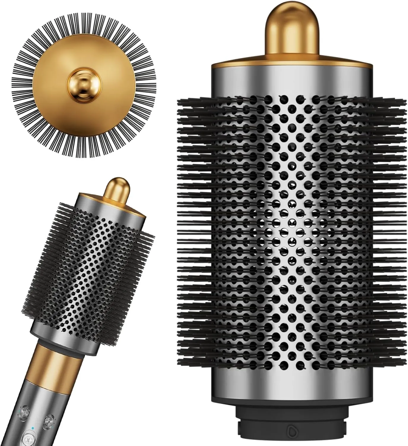 Large Round Attachments for Dyson Airwrap,Large Round Brush Attachment for Dyson Nickel/Copper Bigger Oval Volumizer for Fluffy Styling Designed to Perfectly for Airwrap Accessories