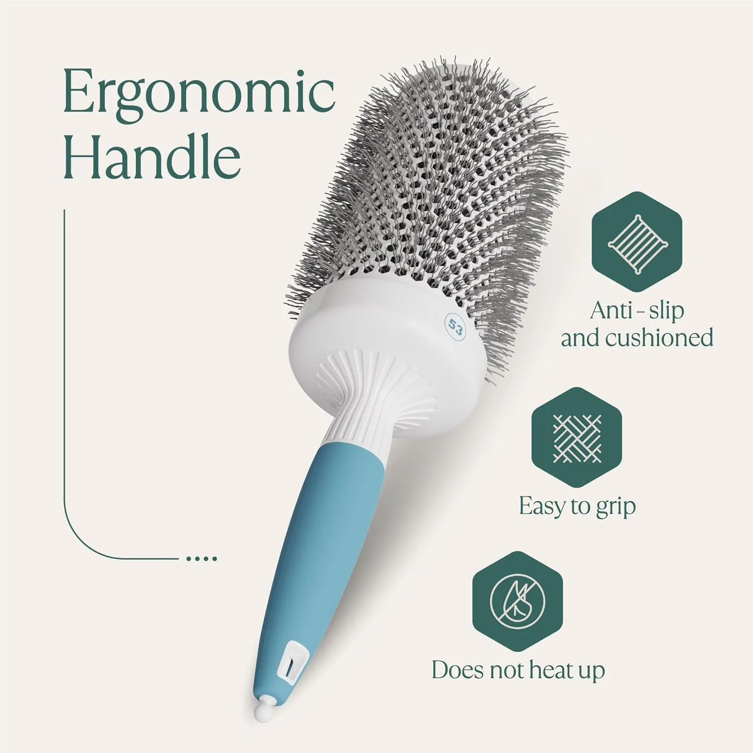 Large Round Brushing Brush - Ceramic Ionic Hair Brush for Precise and Elegant Salon - Professional Brushing Brush for Women and Men - 53 mm