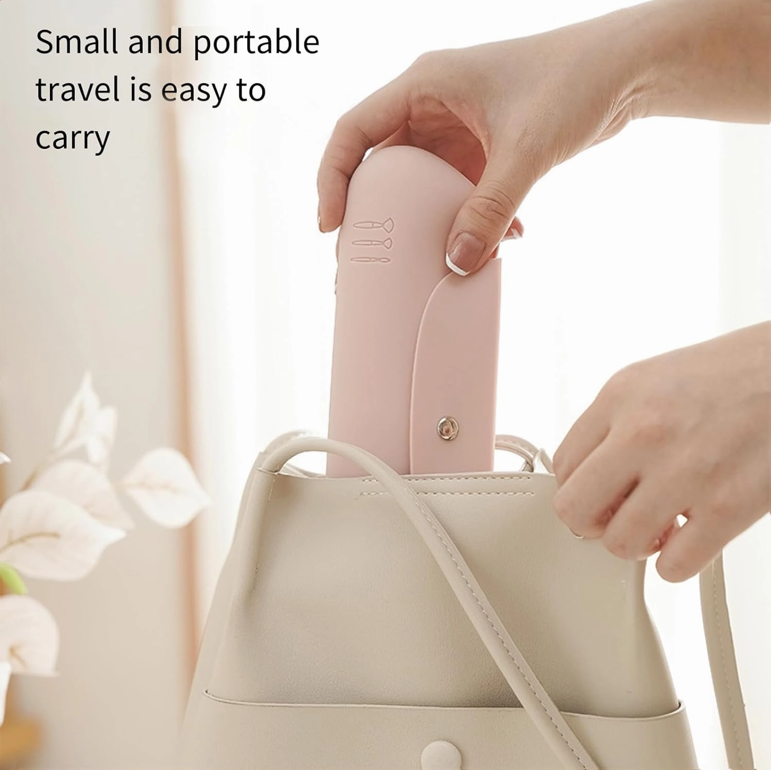 Large Capacity Travel Makeup Brush Holder, Magnetic Button Design Prevent Falling off Silicone Brushes Holder, Cosmetic Bags for Women Travel- (9.06 * 3.35 * 1.18) (Pink(Large))