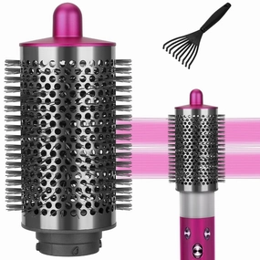 Large Round Volumizing Brush Compatible with Dyson Airwrap Attachments, Bigger Oval Round Brush Attachment with Hair Brush Cleaner Tool, Fluff up and Volumize for Styling, Rose