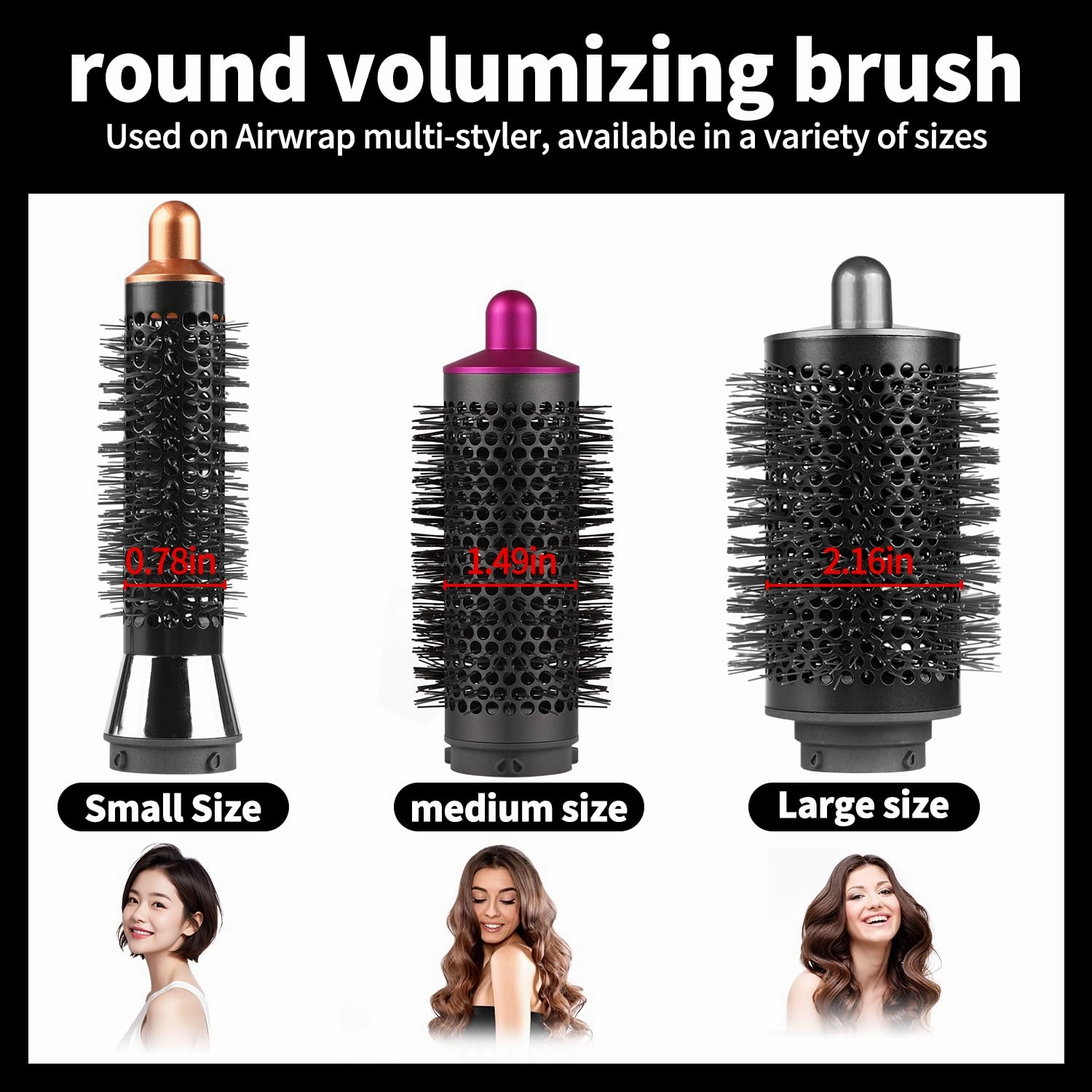 Large Round Volumizing Brush for Dyson Airwrap, Golde