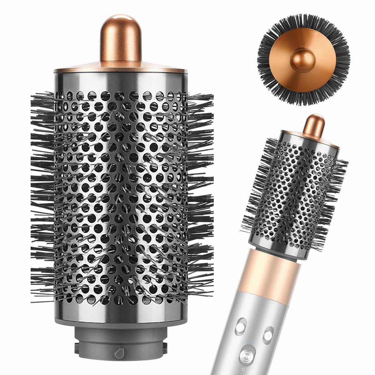 Large Round Volumizing Brush for Dyson Airwrap Styler, Nickel/Copper Big Round Brush Volumizer Attachment for Dyson Airwrap HS01 HS05 HS08, Smooth Hair,Volumizing and Curly Styling