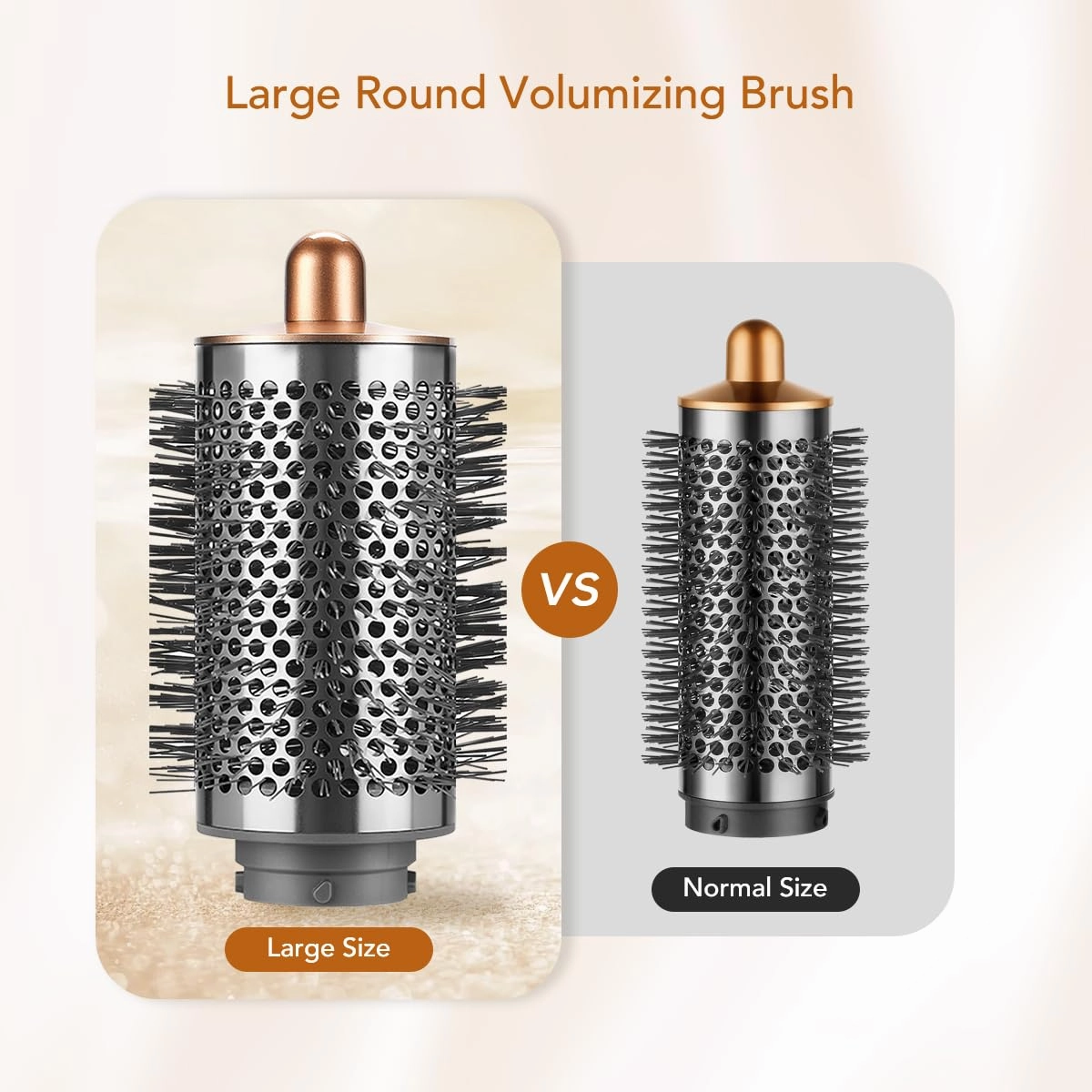 Large Round Volumizing Brush for Dyson Airwrap Styler, Nickel/Copper Big Round Brush Volumizer Attachment for Dyson Airwrap HS01 HS05 HS08, Smooth Hair,Volumizing and Curly Styling