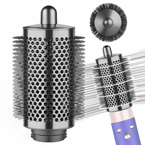 Large Round Volumizing Brush (Metal Gray) Compatible with Dyson Airwrap, Fluff up and Volumize for Styling, Hair Brush Attachment for Salon-Quality Results, 1 Count, Curly Hair, Unisex