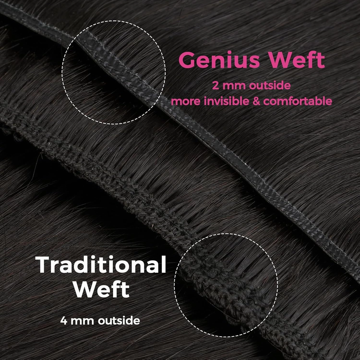 Lashey Genius Weft Hair Extensions Human Hair Natural Black Straight 7pcs 110g 14 Inch Hair Extensions Real Soft Thin Weft Clip ins for Women