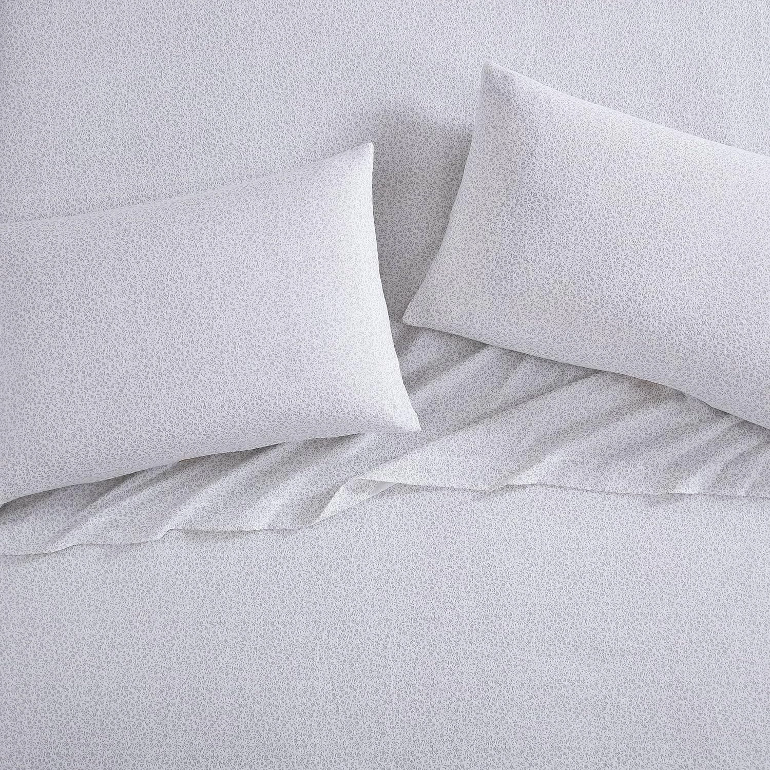 Laura Ashley - Queen Sheet Set, Cotton Flannel Bedding, Brushed for Extra Softness & Comfort (Chelsie Vine Grey, Queen)