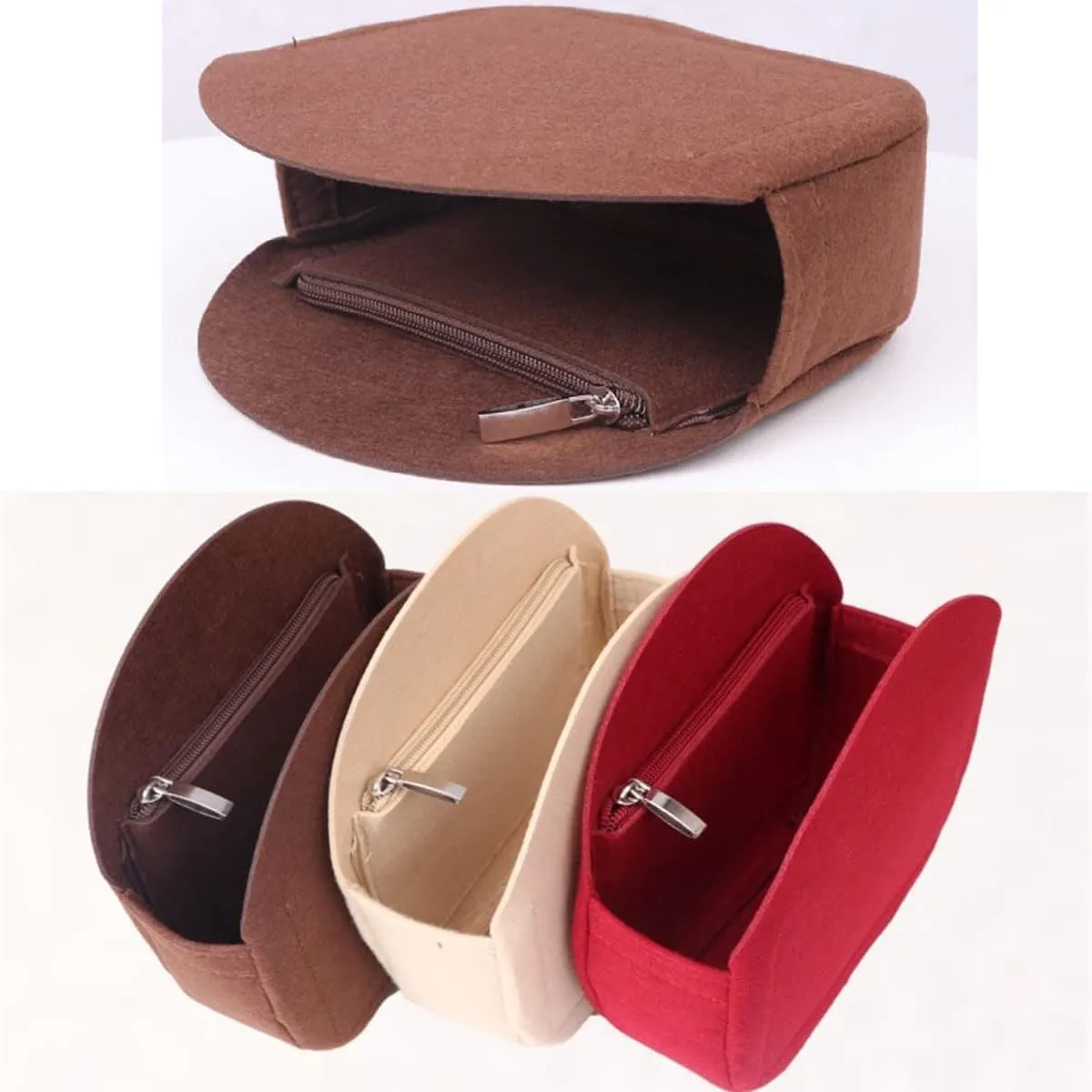 Lckaey round bag organizer insert- for old flower soft round bag Purse Organizer 2078-coffee-S