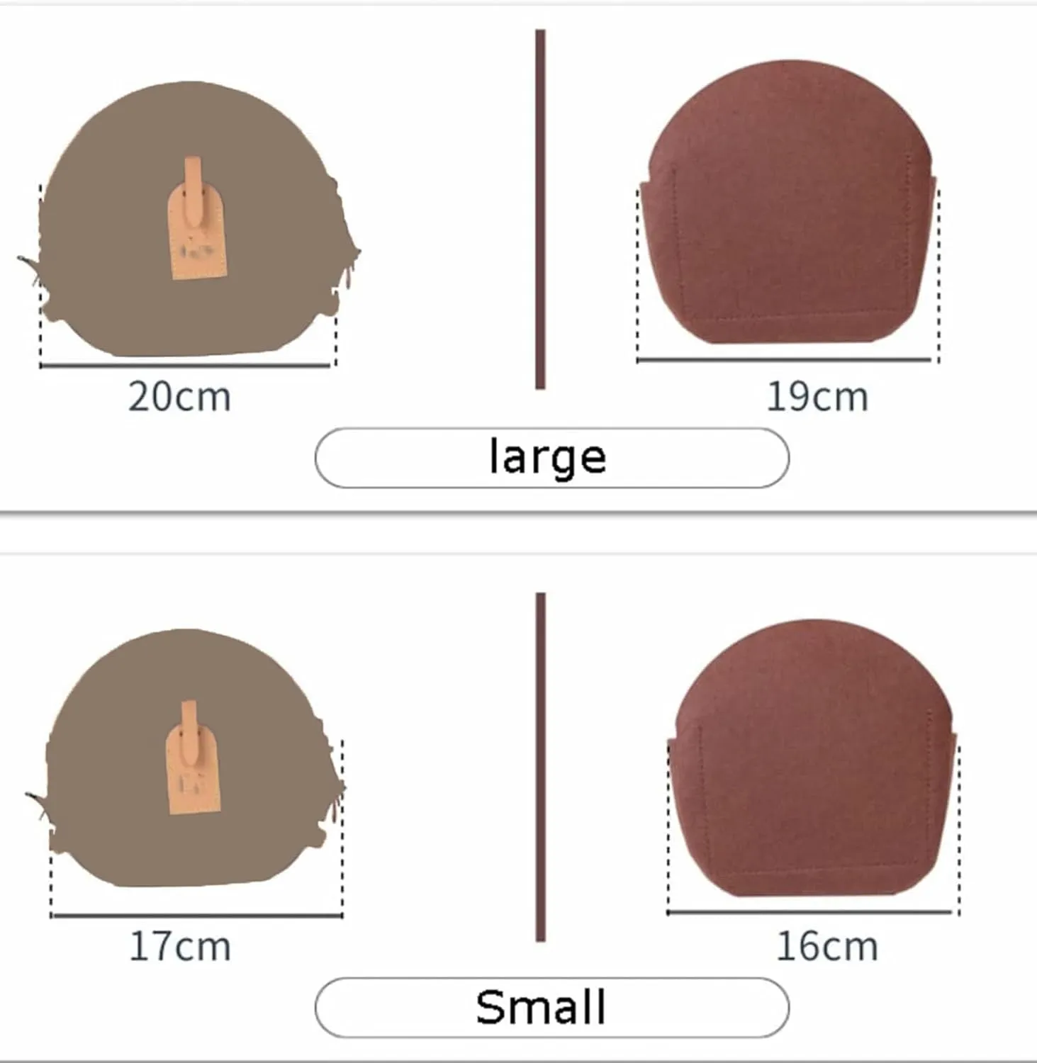 Lckaey round bag organizer insert- for old flower soft round bag Purse Organizer 2078-coffee-S