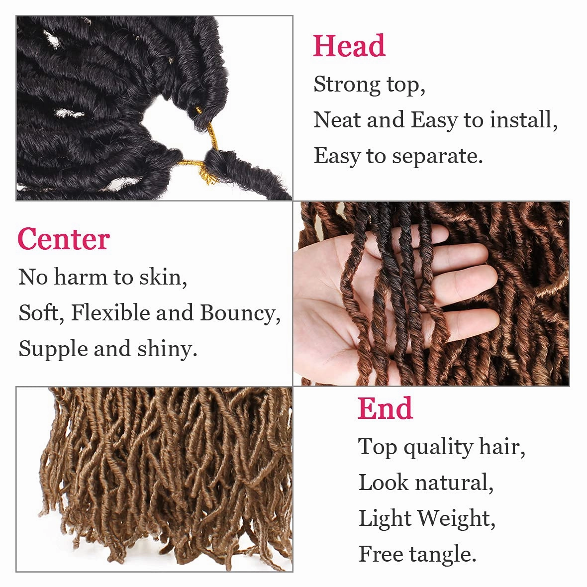 Leeven 24 Inch Ombre Long Messy Faux Locs Crochet Braids Hair 7 Packs 3 Tones Distressed Faux Soft Locs Crochet Hair 18 Strands/Pack Pre-looped Goddess Locs Braids Hair 1B3027#