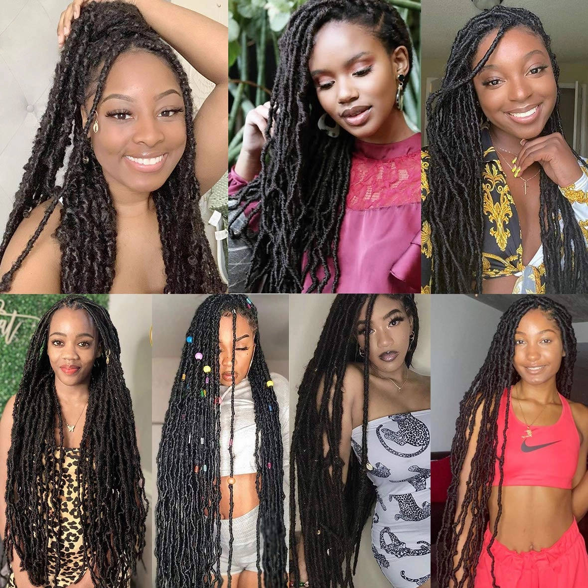 Leeven 24 Inch Ombre Long Messy Faux Locs Crochet Braids Hair 7 Packs 3 Tones Distressed Faux Soft Locs Crochet Hair 18 Strands/Pack Pre-looped Goddess Locs Braids Hair 1B3027#