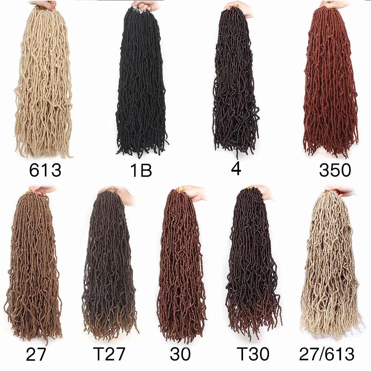 Leeven 24 Inch Ombre Long Messy Faux Locs Crochet Braids Hair 7 Packs 3 Tones Distressed Faux Soft Locs Crochet Hair 18 Strands/Pack Pre-looped Goddess Locs Braids Hair 1B3027#