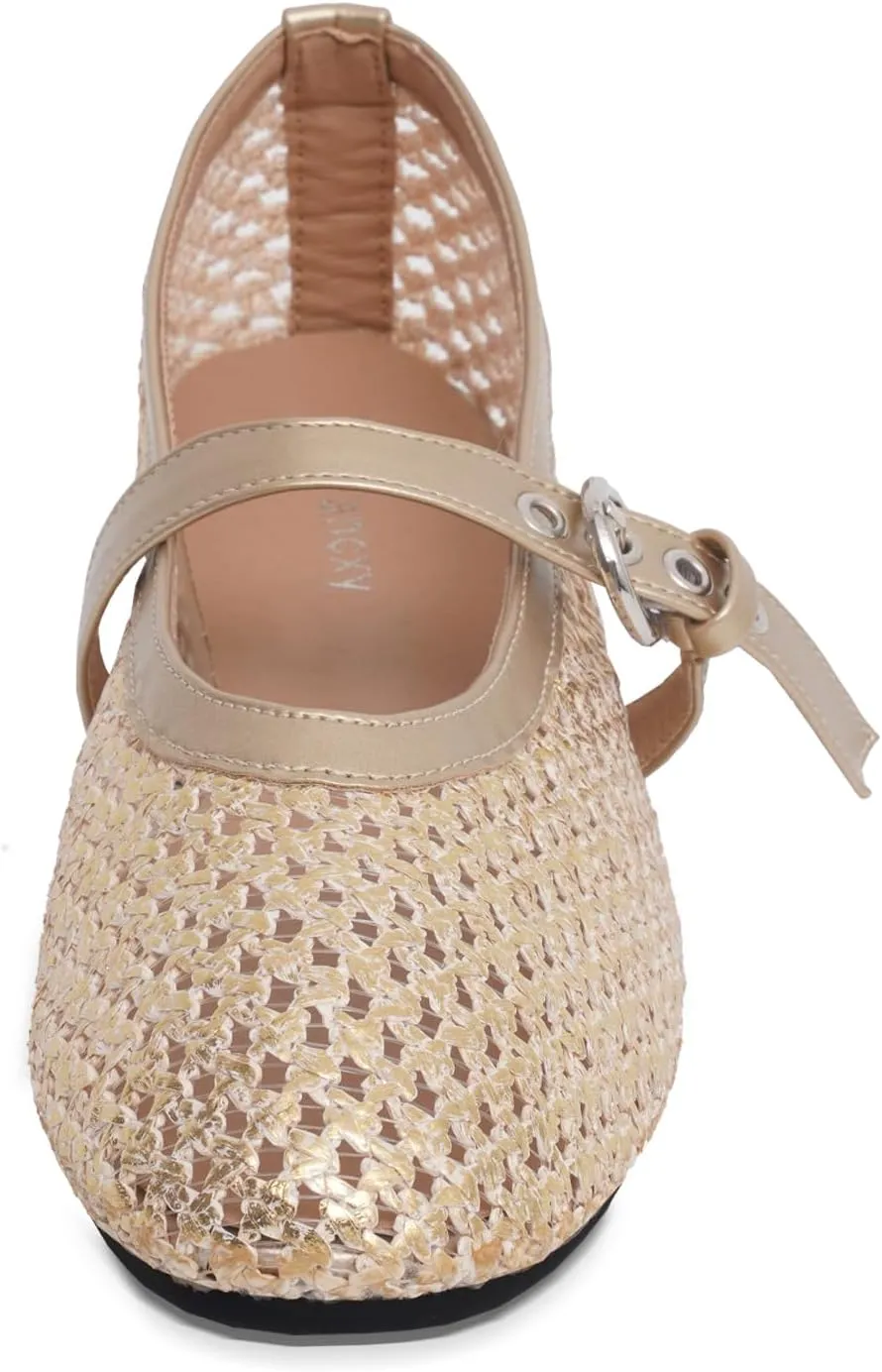 Leopard Flats for Women Mesh Ballet Flats Mary Jane Animal Print Shoes Slip On Casual Breathable Ballerina Flats