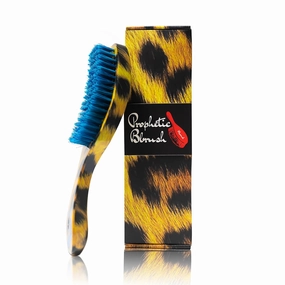 Leopard Rectangular Wave Brush Medium Hard Boar & Nylon Blue Bristle Wave Brush For Men 360 Handle Brush Curved All Stage 360 Wave Brush Cepillo de pelo para ondas