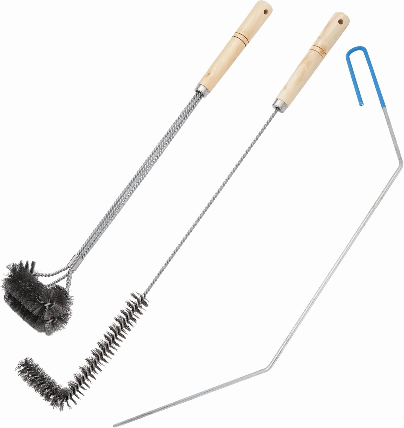 lesolar Deep Fryer Cleaning Tools Set of 3 Stainless Steel L-Shaped Fryer Cleaning Brush Kitchen Fryer Cleanout Rod Deep Fryer Basket Cleaning Brush Kit for Kitchen Restaurant Bakery