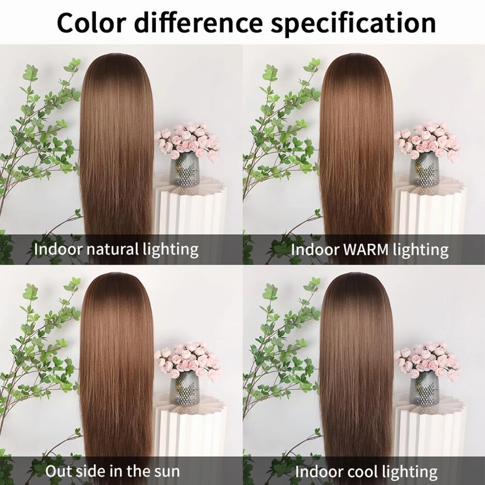 Lezaxiu Brown Lace Front Wig Pre Plucked Ready to Wear Wigs Glueless Auburn Brown Wigs Long Straight Hair Wig Heat Resistant Synthetic Lace Front Wigs for Fashion Women Natural Hairline