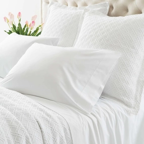 Lia White Pillowcases, King Size, White Solid Pattern