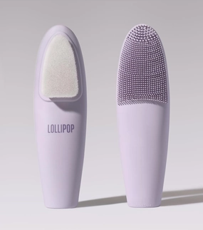 LOLLIPOP Handle Dual-Sided Silicone Face Scrubber, Face Exfoliator, Synthetic Face Brush Cleanser, Facial Cleansing Brush for Massage- Plum