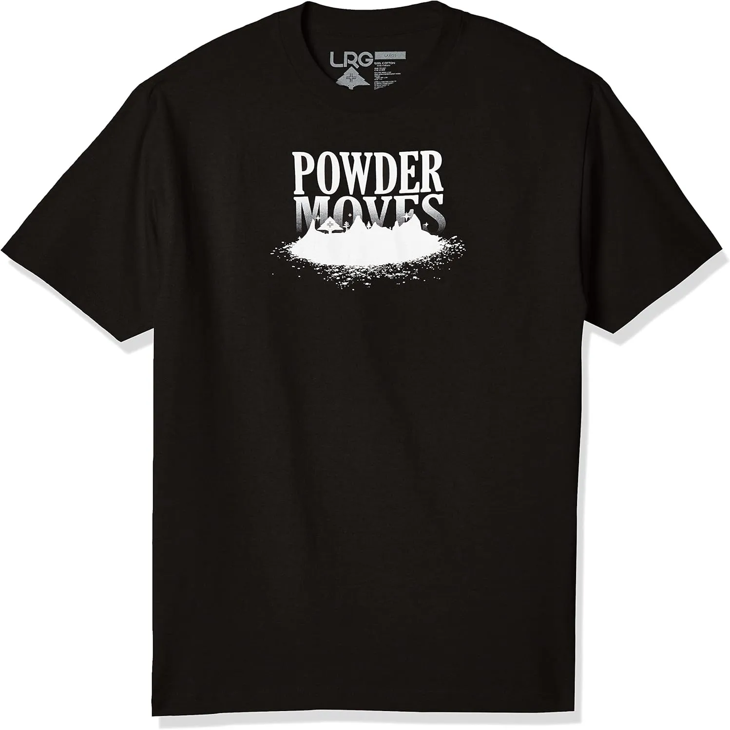 LRG Men's Short Sleeve Logo Design T-Shirt, Powder Black, S