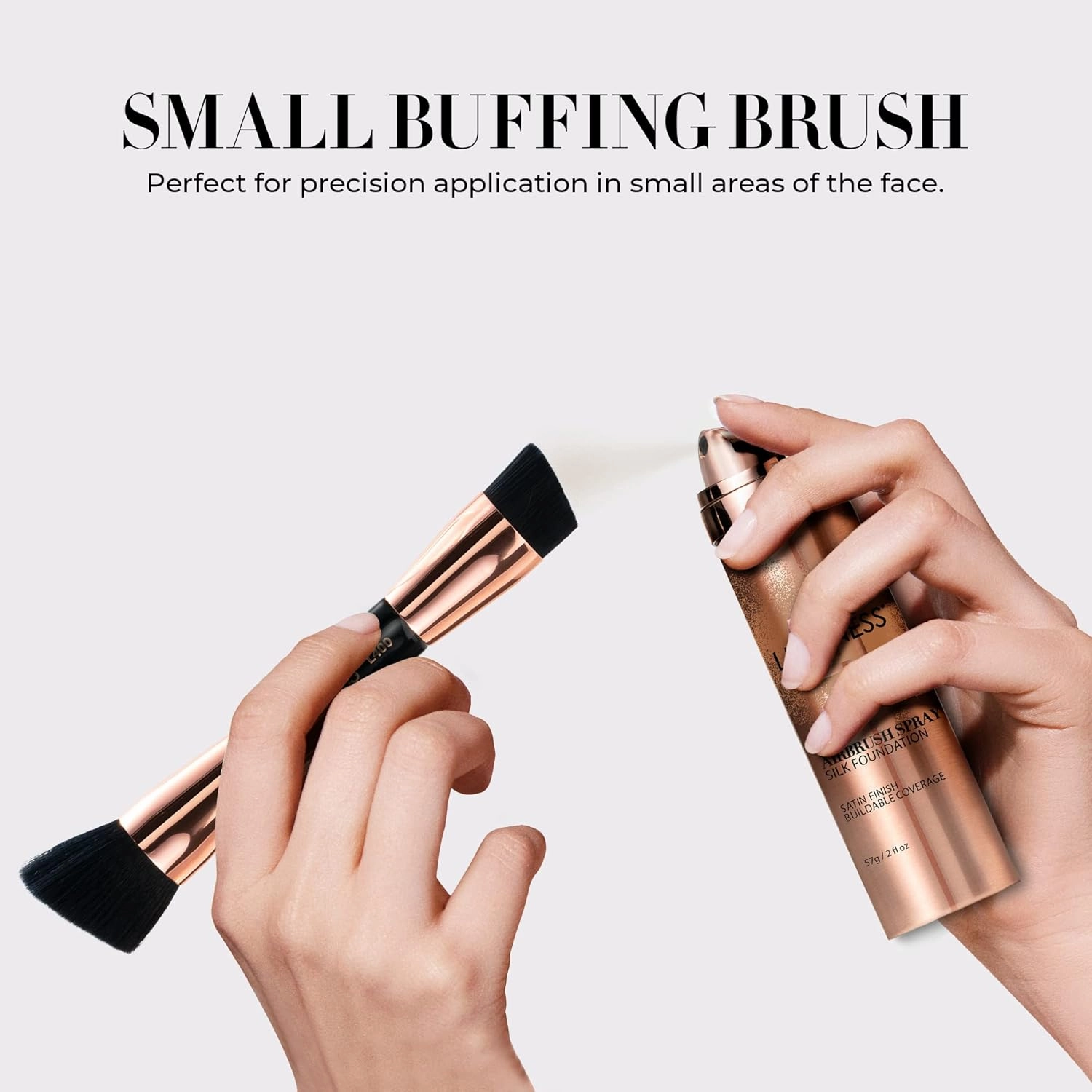 LUMINESS Dual-Sided Angled Buffing Brush - Cruelty-Free Synthetic Bristles Ideal for Foundation & Primer - Soft Fibers Gives Silky Touch on Skin & Creates Flawless Base with Perfect Finish