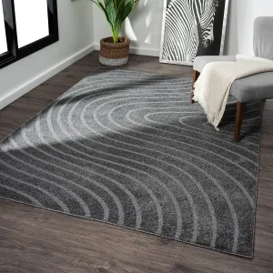LUXE WEAVERS Modern Geometric Wave Anthracite 8x10 Area Rug