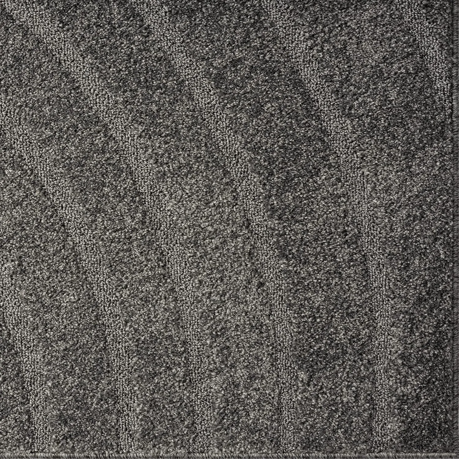 LUXE WEAVERS Modern Geometric Wave Anthracite 8x10 Area Rug